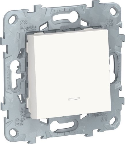 Выключатель кнопочный с подсветкой без рамки Schneider Electric Unica New 1-кл. белый картинка